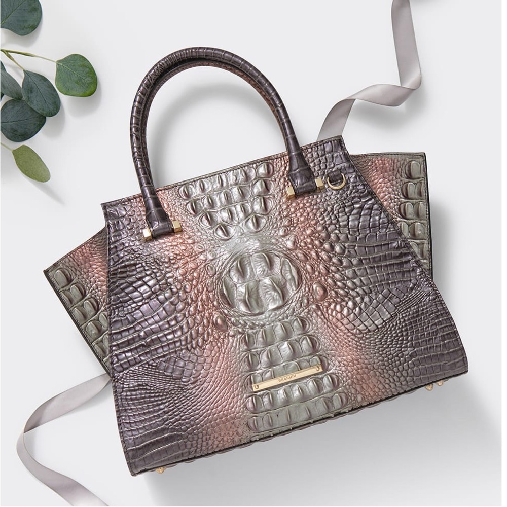 Brahmin Priscilla Satchel in Smokey Quartz Metallic Ombré Melbourne